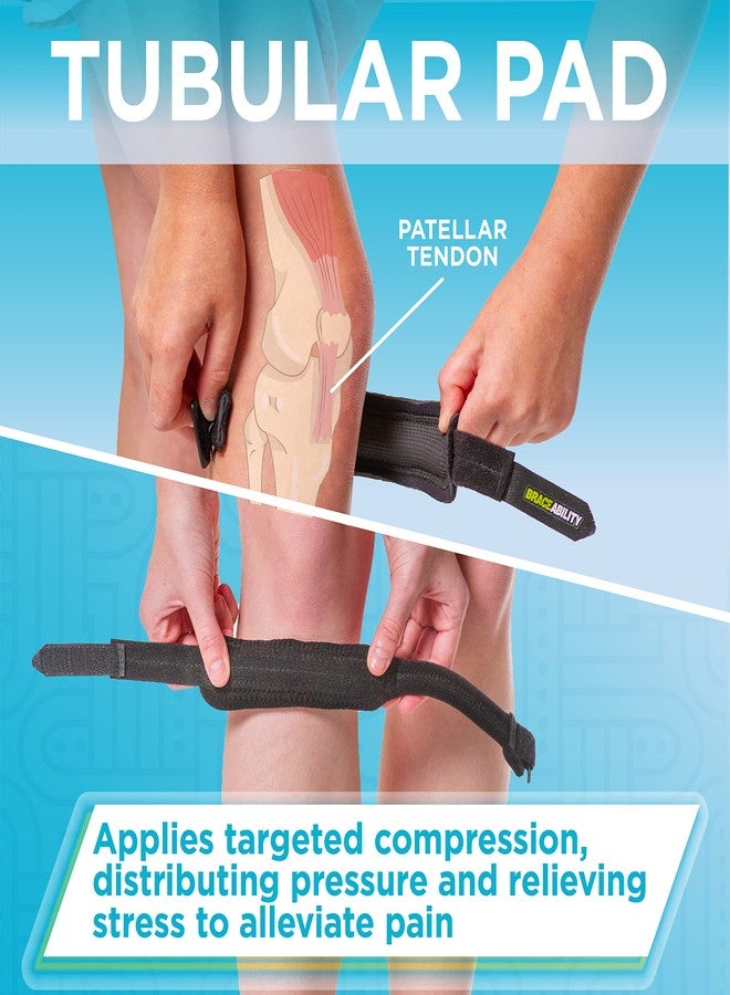 BraceAbility Kids Knee Band - Youth Patellar Tendon Support Strap Child Osgood Schlatter Brace for Jumpers Knee, Patella Tendonitis, Sports Wrap for Running, Soccer, Volleyball, Basketball (M) - Image 3